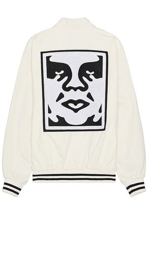 Icon Face Varsity Jacket in Cream. - size S (also in XL/1X) - Obey - Modalova