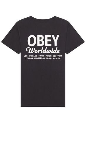 Worldwide Script Tee in Black. - size L (also in S) - Obey - Modalova