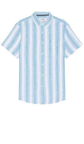 Vertical Stripe Short Sleeve Linen Shirt in Blue. - size L (also in M, S) - Original Penguin - Modalova