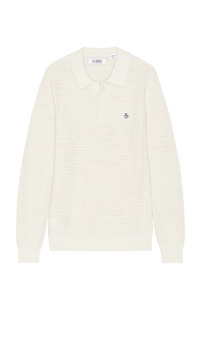 Mesh Long Sleeve Polo in Ivory. - size L (also in M, S) - Original Penguin - Modalova