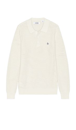 Mesh Long Sleeve Polo in Ivory. - size L (also in M, S, XL/1X) - Original Penguin - Modalova