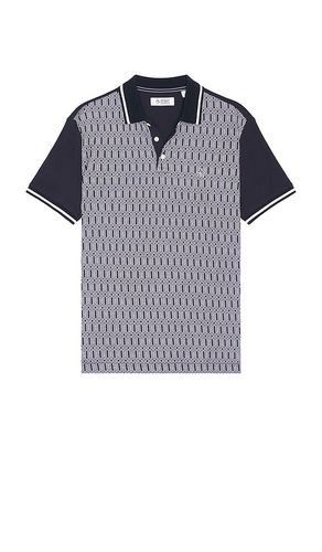 Jacquard Front Interlock Geo Print Polo in Navy. - size L (also in M, S, XL/1X) - Original Penguin - Modalova