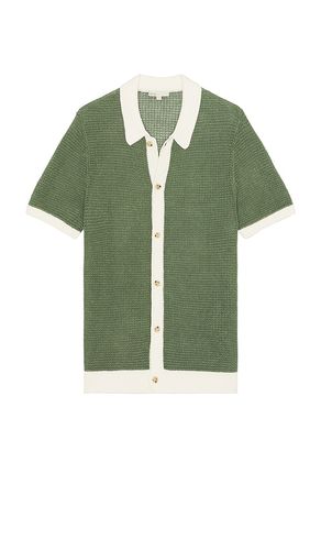 Linen Short Sleeve Button Up Knit Shirt in Green. - size L (also in M, S, XL/1X) - onia - Modalova