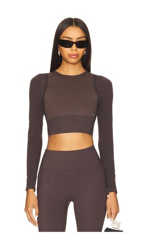 Studio Knit Crop Lg Sleeve Top in Charcoal. - size L (also in M, S, XS) - On - Modalova