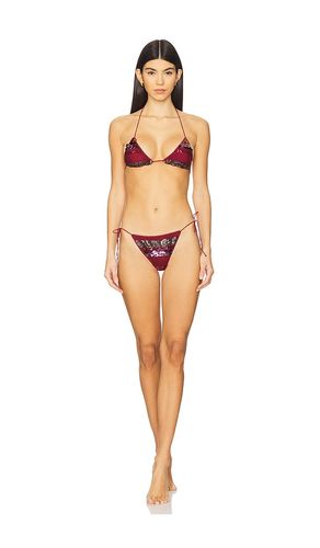 Sequin Striped Two Piece Bikini Set in Red. - size L (also in S) - Oseree - Modalova