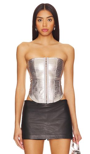 Orion Crocodile Corset in Metallic Silver. - size L (also in M, S) - OW Collection - Modalova