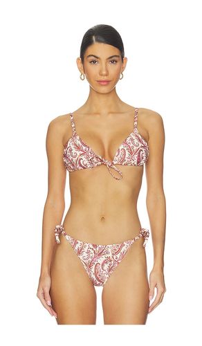 Cameron Tie Front Triangle Bikini Top in Cream,Burgundy. - size M (also in S, XS) - PAIGE - Modalova