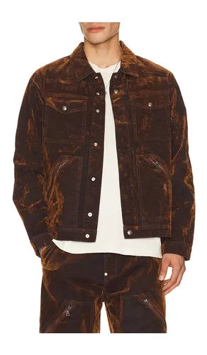 Palm Tree Flock Denim Jacket in Brown. - size L (also in M, S, XL/1X, XXL/2X) - Palm Angels - Modalova