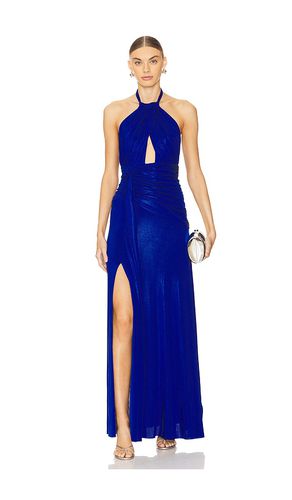 Metallic Jersey Halter Neck Maxi Dress in Blue. - size M (also in S, XL) - PatBO - Modalova