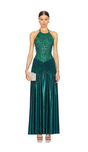 Vestido largo hand-beaded tulle and jersey en color verde talla 0 en - Green. Talla 0 (también en 2, 4) - PatBO - Modalova