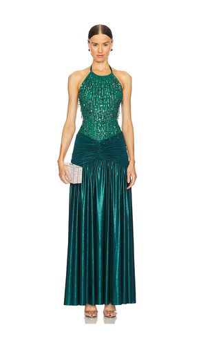 Vestido largo hand-beaded tulle and jersey en color verde talla 0 en - Green. Talla 0 (también en 4) - PatBO - Modalova