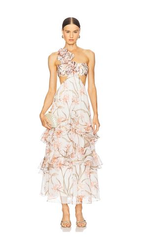 Botanic Retro Flower Applique Beach Dress in White. - size L (also in M, S, XL, XS) - PatBO - Modalova