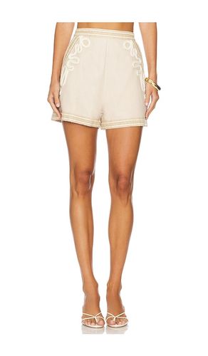 Embroidered Linen Shorts in Beige. - size 10 (also in 4, 6, 8) - PatBO - Modalova