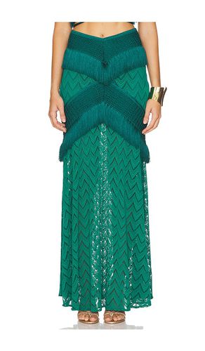 Fringe Trim Maxi Skirt in Dark Green. - size 2 (also in 8) - PatBO - Modalova