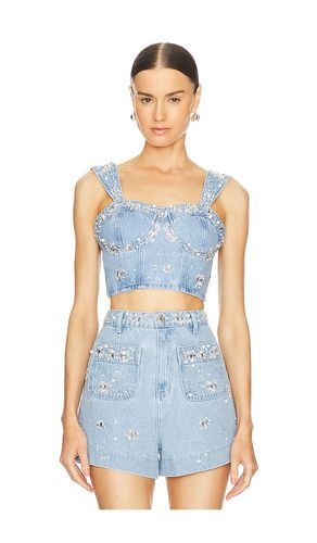 VON HAND MIT PERLEN VERZIERTES OBERTEIL AUS DENIM in . Size 2, 8 - PatBO - Modalova