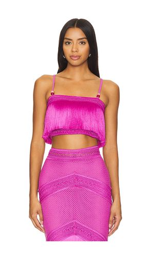 Sleeveless Fringe Cropped Top in Fuchsia. - size 0 (also in 2, 8) - PatBO - Modalova