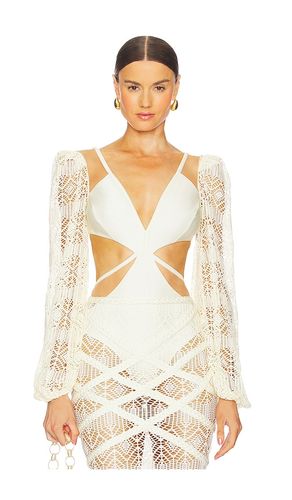 X Camila Coelho Jersey Sands Netted Bodysuit in White. - size L (also in M, S) - PatBO - Modalova