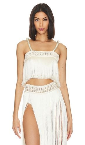 Pearl Beaded Fringe Crop Top in . - size 4 (also in 6) - PatBO - Modalova