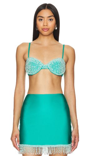 Hand Beaded Bustier Top in Teal. - size M (also in S) - PatBO - Modalova