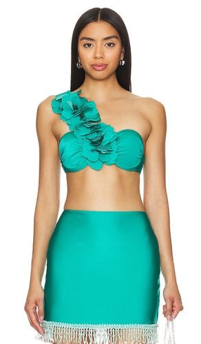 Flower Applique Top in Teal. - size S (also in L, XS) - PatBO - Modalova