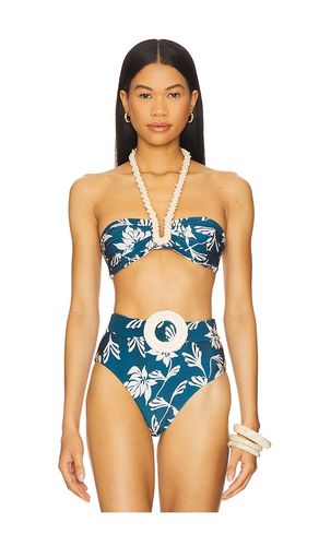 Artichoke Halterneck Bikini Top in Teal. - size L (also in M, S, XL, XS) - PatBO - Modalova