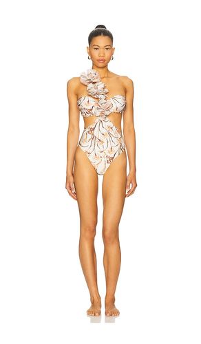 Botanic Retro Flower Applique One Piece in White. - size M (also in S, XS) - PatBO - Modalova