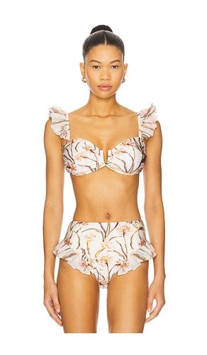 Botanic Retro Flutter Bikini Top in Beige. - size L (also in M, S, XL, XS) - PatBO - Modalova