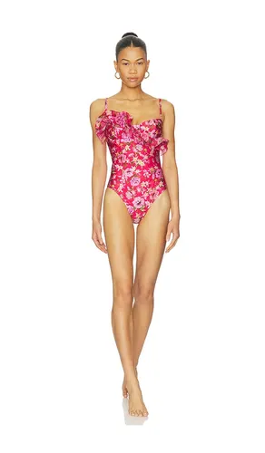 Peony Print Lycra Ruffle Bodysuit in . - size M (also in S) - PatBO - Modalova