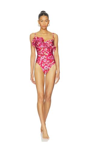 Peony Print Lycra Ruffle Bodysuit in . - size S (also in M) - PatBO - Modalova