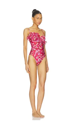 Peony Print Lycra Ruffle Bodysuit in . - size M (also in S) - PatBO - Modalova