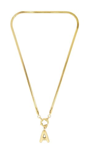 Bubble Initial Herringbone Necklace in Metallic . - size A (also in B, C, D, F, H, I, J, K, M, O, P, R, S, T, V) - petit moments - Modalova