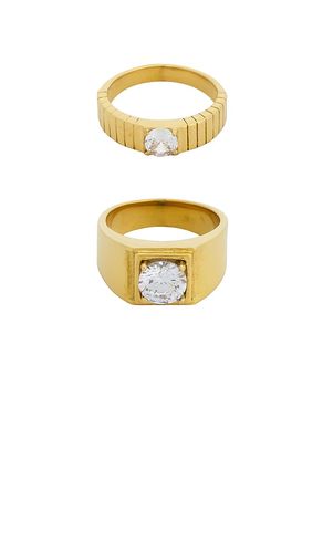Round Stone Statement Ring Set Of 2 in . Size 6. Also in 7 - petit moments - Modalova