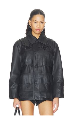 Hand Embroidered Leather Fringe Jacket in . - size L (also in M, S, XL) - Found - Modalova