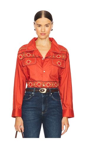 X REVOLVE Embroidered Button Up Shirt in Brick. - size L (also in M, S) - Found - Modalova