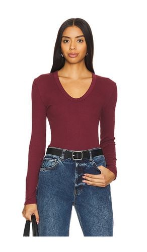 Luxe Rib Long Sleeve U Neck Top in Burgundy. - size S (also in XS) - perfectwhitetee - Modalova