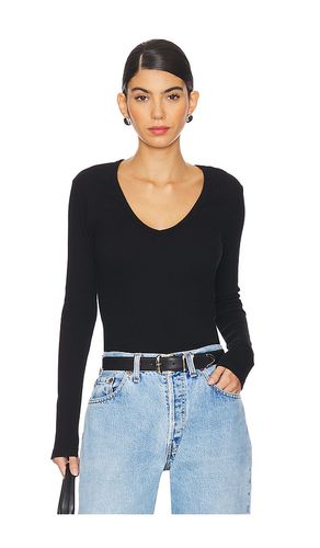 Blondie Long Sleeve V Neck Top in Black. - size L (also in M, S, XL, XS) - perfectwhitetee - Modalova