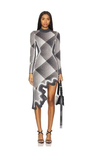 Dobby Long Sleeve Wavy Plaid Dress in Charcoal. - size L (also in M, S, XL) - PH5 - Modalova