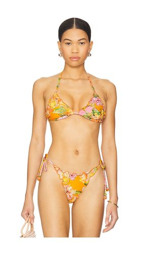 Embroidered Lettuce Edge Triangle Bikini Top in Orange. - size L (also in M, S) - PQ - Modalova