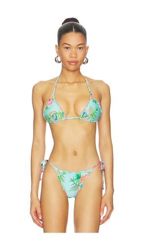 Embroidered Lettuce Edge Triangle Bikini Top in Teal. - size L (also in M, S) - PQ - Modalova