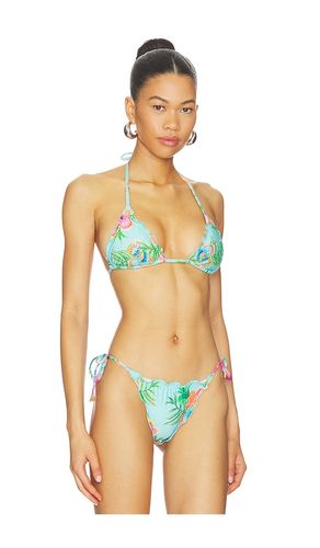 Embroidered Lettuce Edge Triangle Bikini Top in Teal. - size L (also in M, S) - PQ - Modalova