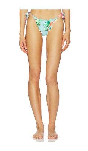 Embroidered Lettuce Edge Tie Side Bikini Bottom in Teal. - size L (also in M, S) - PQ - Modalova