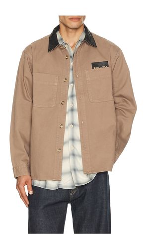 Twill Leather Collar Overshirt in . Taglia 46. Also in 48, 50, 52 - Palmes - Modalova