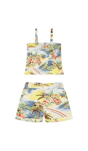 Printed rayon challis smocked top with short in color blue,yellow size 3 (also in 4) - Polo Ralph Lauren - Modalova