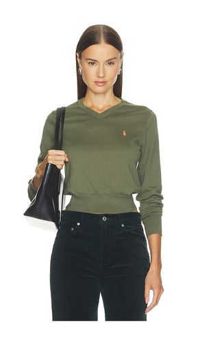 Cotton Long Sleeve Crew Neck Pullover Sweater in Olive. - size L (also in M, S) - Polo Ralph Lauren - Modalova