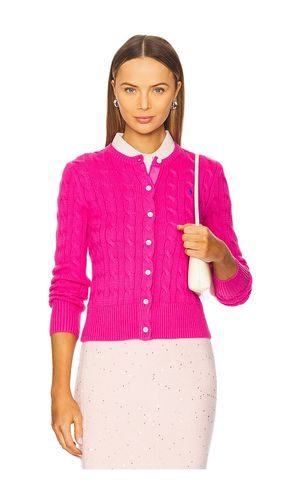 Cable-knit Cotton Crewneck Cardigan in Fuchsia. - size M (also in S) - Polo Ralph Lauren - Modalova