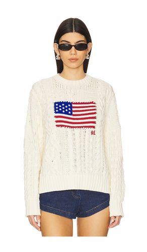 Aran-knit Flag Cotton Sweater in White. - size L (also in M, S, XS) - Polo Ralph Lauren - Modalova
