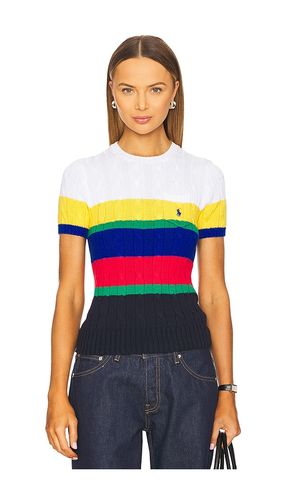 Striped Cable Short-sleeve Sweater in Royal,Red. - size L (also in M, S, XL) - Polo Ralph Lauren - Modalova