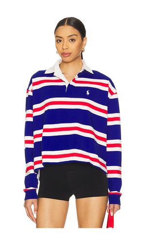 Striped Cropped Jersey Rugby Shirt in Royal. - size L (also in M, S, XS) - Polo Ralph Lauren - Modalova