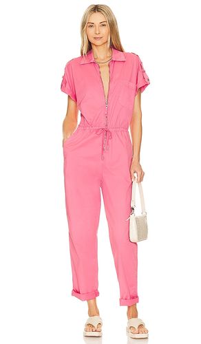 Jordan Short Sleeve Zip Front Jumpsuit in Pink. - size S (also in XS) - PISTOLA - Modalova