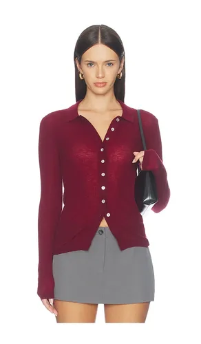 Korey Merino Blend Featherwight Rib Cardigan in Red. - size L (also in M, S, XS) - PISTOLA - Modalova